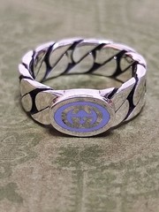 GUCCI Interlocking G Enamel Ring 12 No.