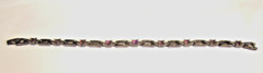Vtg. 1990’s, Purple Genuine Crystals, Gun Metal Grey Panel Link 71/4″ L Bracelet