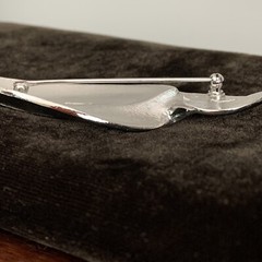 VTG Signed Trafari Silver Tone Feather Leaf natural Form Brooch Large 3.5in