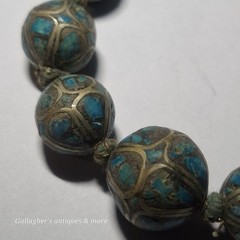 vintage Bead Tibetan Turquoise Inlay Silver Graduated 16″ Choker Necklace