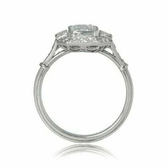 Art Deco Emerald Cut Lab Created Diamond Engagement 14Ct White Gold Finish Ring