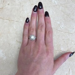 Art Deco Lab-Created Diamond Octagonal Shape Halo Engagement Ring In 925 Silver