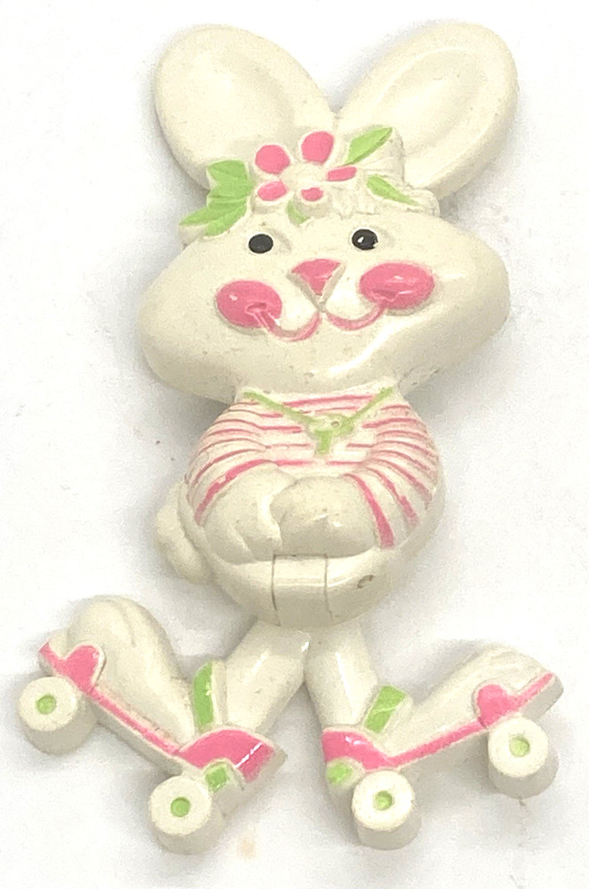 VINTAGE 1974 AVON Rapid Rabbit Roller skate Bunny PinPal pin Fragrance glace