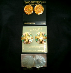 Vintage Lot NOS Pierced and Clip On Earrings, Set of 3 Pair Two Sisters Medici