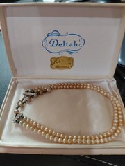 Double Strand Pearl Vintage Necklace With Original Box