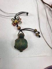 Lot Of Vintage Handmade Jewelry Necklaces & Earrings Gourd Wood Leather Metal