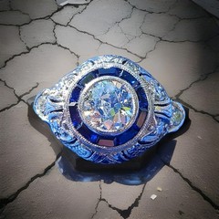 Original EARTH MINED DIAMOND Engagement Ring Deco PLATINUM SAPPHIRE Solitaire 5
