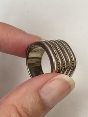 Vintage Chateau D’Argent Solid Sterling 925 Modernist Ring W 14K Gold Rope Band