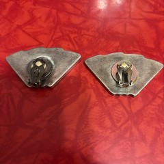Vintage Silver Color 2” Clip-On Earrings Fan Shape Art Deco Modern MCM