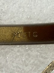 Vintage Lot 3 Piece Gold Tone Bangle Bracelets 1 Signed Monet, Etched Geometric