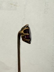 Antique 10k Or Better Yellow Gold and Almandine Garnet Solitaire Stickpin