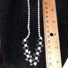 designer B David Rhinestone Necklace vtg black Clear and silver Signed Bridal