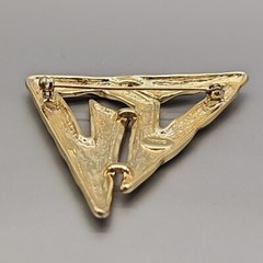 Vintage Torino Brooch Abstract Triangular Brutalist Gold Tone 2″