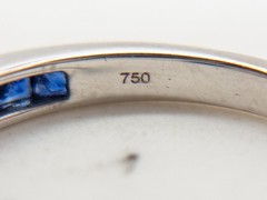 $3000 1.50ct VS G Princess Cut Diamond Blue Sapphire 18k White Gold Ring
