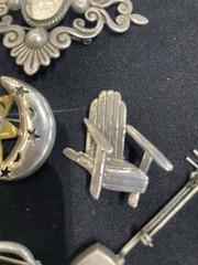 Lot Of VINTAGE STERLING SILVER BROOCHES 925 & TAXCO Flower Guitar Sun Moon Chair