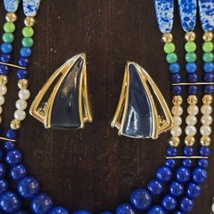 Lot Mix Lapis Lazuli 925 Chain Banded Agate Pendants Monet Earrings Necklace