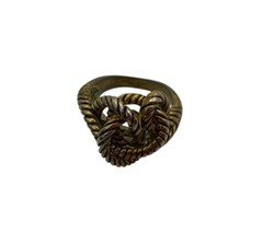Vintage Knotted Rope Nautical Coastal Ring Antique Gold Tone Sz 6.5