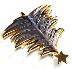 Vintage Signed BEST Silver & Gold Christmas Tree Holiday Pendant Pin / Brooch