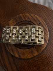 VINTAGE 1 1/2 Wide Bracelet. Rhinestones . Beautiful Piece See Pics
