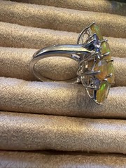 Vintage Orange Ethiopian Fire Opal Tanzanite Sterling Silver Rhodium Ring Sz 6.5