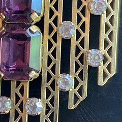 ABSOLUTELY STUNNING! N/M VTG ANTIQUE GOLD FILLED DECO pendant PURPLE RHINESTONES
