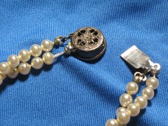 Vintage Graduated no knot Pearl Double Strand 18” Necklace Sterling Silver Clasp