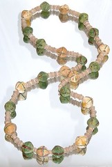 Antique Glass Bead Necklace Bicone King Glass Beads – 32in