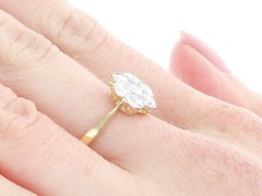 Antique 1.05Ct Diamond and 18k Yellow Gold Cluster Ring Circa 1930