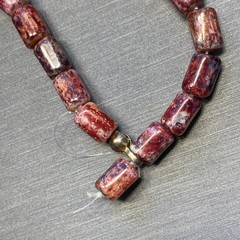 Vintage Necklace Agate Estate Jewelry Pre-Owned Hippie Beaded Boho Red Brown