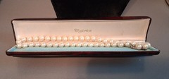 18″ Vintage Signed Majorica Faux 9mm Pearl Necklace 800 Silver Latch Knotted