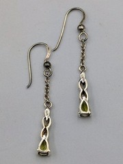2 Pair – Vtg Sterling Silver Green Glass & 1 FW Pearl Hook Dangle 925 Earrings