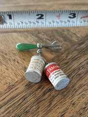 Vintage Vitamin Canned Goods Charm Can Opener Brooch Pin 1950s