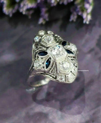 Edwardian Vintage 3Ct Diamonds Navette Antique Women Ring 14K White Gold Plated