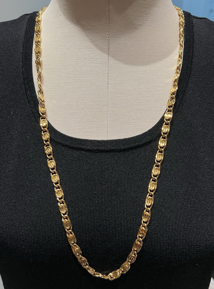 Vintage Anne Klein Stylized S Anchor Necklace 30″ in Goldtone/Toggle Closure EUC