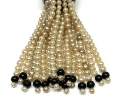 Vintage Art Deco Flapper Faux Pearl Marcacite Tassel 32” Sterling Necklace