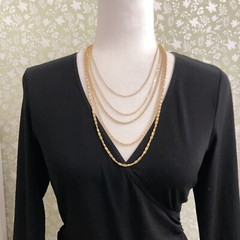Vintage Multiple Strand 5 Strands Gold Tone Chain Necklace