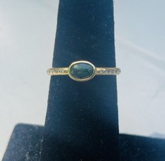 Robin Rotenier 20k Yellow Gold Green Tourmaline & Diamond Ring Size 5.5