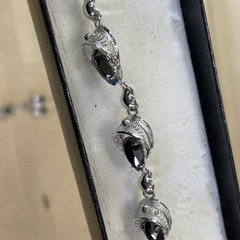 Sterling Hematite Black Diamond Zeidell’s Necklace Earrings Bracelet Vtg 1950s