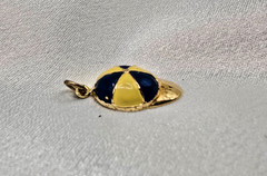Rare J.M. Fisher Sterling Silver Enamel Jockey Cap Charm Blue Yellow Horse Racin