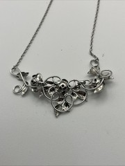 VTG Bond Boyd Sterling Silver Leaf&Rose Design Necklace-15.5 Inches