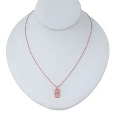 Cubic Zirconia Rose Gold-Plate “M” Dog Tag Necklace | 18″