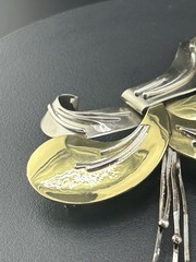 Ruth Rosenfeld Mixed Metal Modernist Brooch 4”
