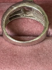 VTG Estate Ring Pink Topaz Rhinestone Inlay Pink Stones Marked 950 C Sz 6 Silver