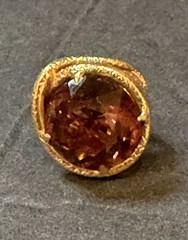 Antique 18k Gold Snake Serpent Charm Pendant Fob Diamond w/ Citrine