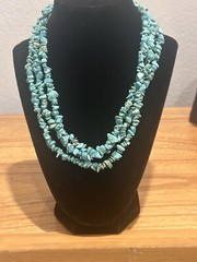 Vintage Beaded Necklace | Genuine Turquoise | 3 Strands | 20” Clasp to Close