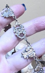 WONDERFUL Antique Italian Designer Ornate .800 Silver Floral Link Necklace