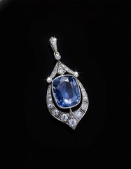 12.7Ct Art Deco Style Lab Created Diamond Rare Ceylon 14K White Gold FN Pendant