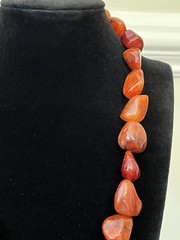 Vintage Red Carnelian Agate Nugget Necklace 18″ Chunky