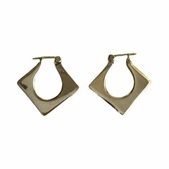 Vintage Modernist Geometric Hoop Earrings Silver Tone Open Square Diamond Shape