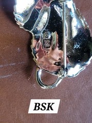 Vintage BSK Brooch Pin Gold Tone Leaf-Signed/heart/purple Tones Stones Brooches